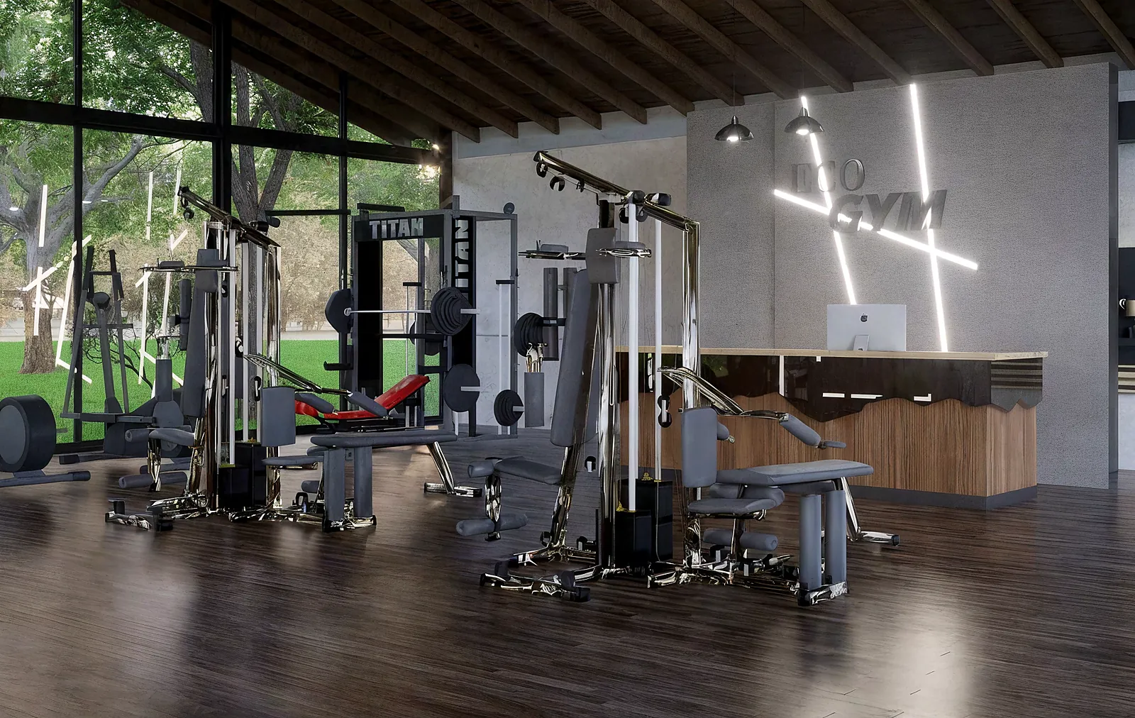Sala de musculación del gimnasio de Ecopiro'y